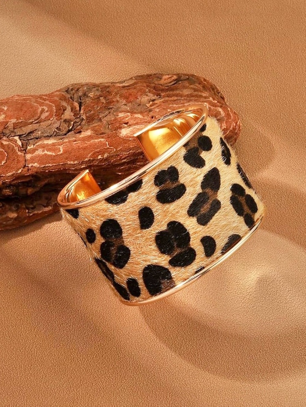 NWT Leopard Print Gold-Tone Wide Cuff Bracelet